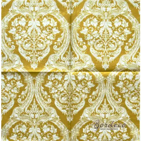 Serwetka do decoupage biały ornament na złotym tle 33x33 Paper+Design Unikat
