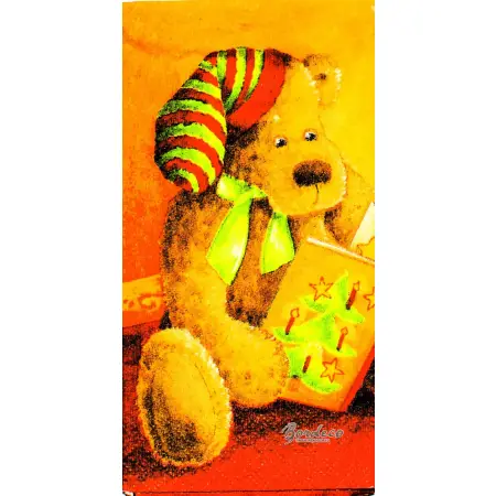 Serwetka do decoupage czytający miś w czapce 21x21 Paper+Design Unikat