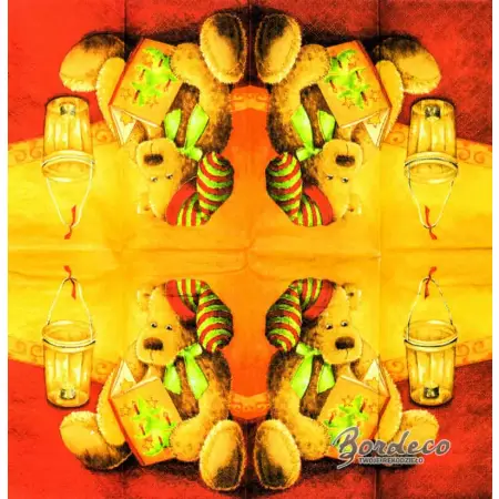 Serwetka do decoupage czytający miś w czapce 21x21 Paper+Design Unikat