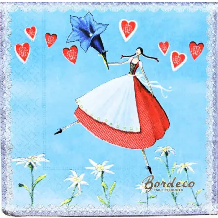 Serwetka do decoupage dziewczynka z alpejskimi kwiatami 33x33 Paper+Design Unikat