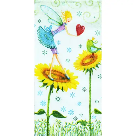 Serwetka do decoupage elf, słoneczniki i ptaszek 21x21 Paper+Design Unikat