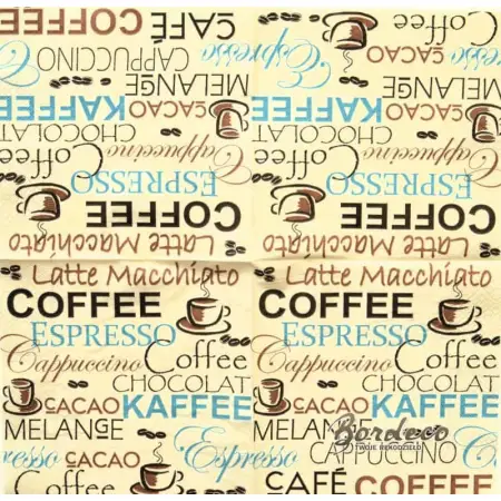 Serwetka do decoupage kawa, napisy 33x33 Paper+Design Unikat