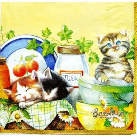 Serwetka do decoupage kotki w kuchni 33x33 Paper+Design Unikat