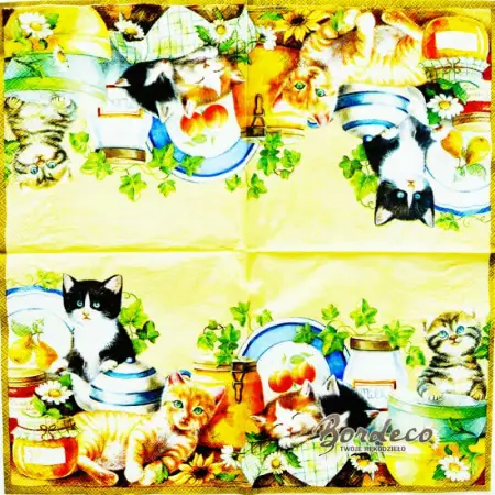 Serwetka do decoupage kotki w kuchni 33x33 Paper+Design Unikat