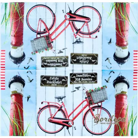 Serwetka do decoupage latarnia morska i rower z koszem 33x33 Paper+Design Unikat