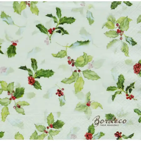 Serwetka do decoupage gałązki ostrokrzewu  33x33 Paper+Design Unikat