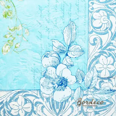 Serwetka do decoupage motywy kwiatowe w błękicie 33x33 Paper+Design Unikat