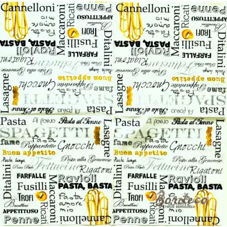 Serwetka do decoupage napisy różnych nazw makaronów Paper+Design Unikat