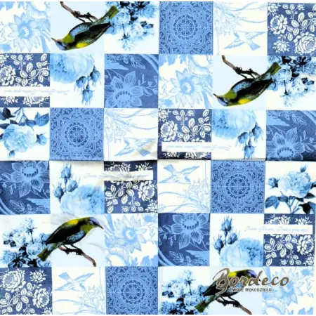 Serwetka do decoupage niebieska mozaika i ptak 33x33 Paper+Design Unikat