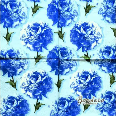 Serwetka do decoupage niebieskie piwonie, peonie Paper+Design Unikat