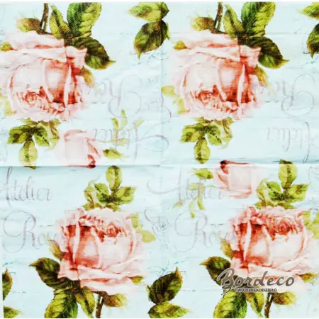 Serwetka do decoupage pastelowe różowe róże 33x33 Paper+Design Unikat