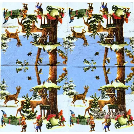 Serwetka do decoupage pracowite krasnoludki i jelonki Paper+Desig