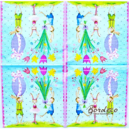 Serwetka do decoupage przyjęcie wielkanocne zajączków 33x33 Paper+Design Unikat