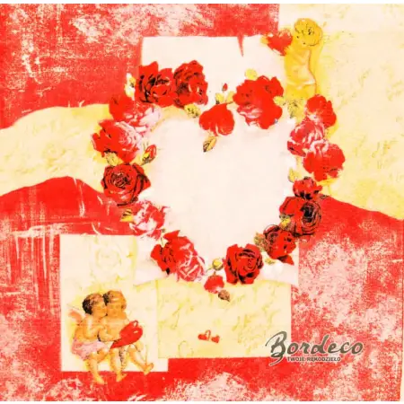 Serwetka do decoupage serce z róż i aniołki 33x33 Paper+Design Unikat