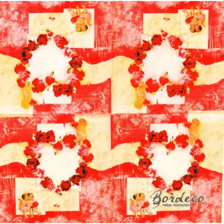 Serwetka do decoupage serce z róż i aniołki 33x33 Paper+Design Unikat