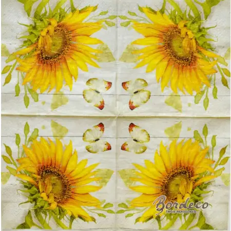 Serwetka do decoupage słonecznik i motylek Paper+Design Unikat