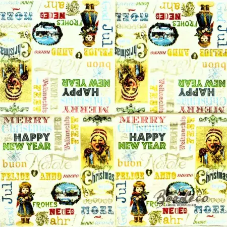 Serwetka do decoupage świąteczne napisy retro Paper+Design Unikat