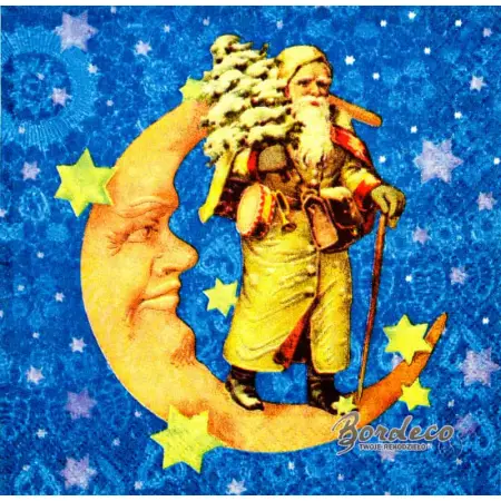 Serwetka do decoupage Mikołaj na księżycu 33x33 R&F Unikat