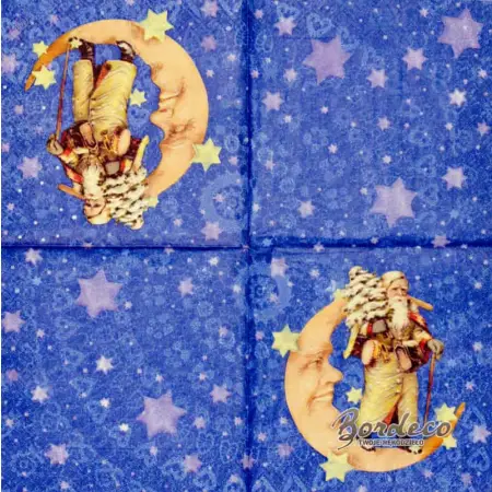 Serwetka do decoupage Mikołaj na księżycu 33x33 R&F Unikat
