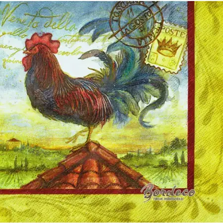 Serwetka do decoupage brazylijski kogut na dachu 33x33 R+F Unikat