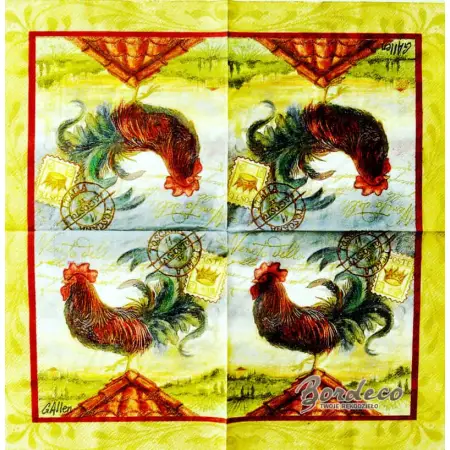 Serwetka do decoupage brazylijski kogut na dachu 33x33 R+F Unikat