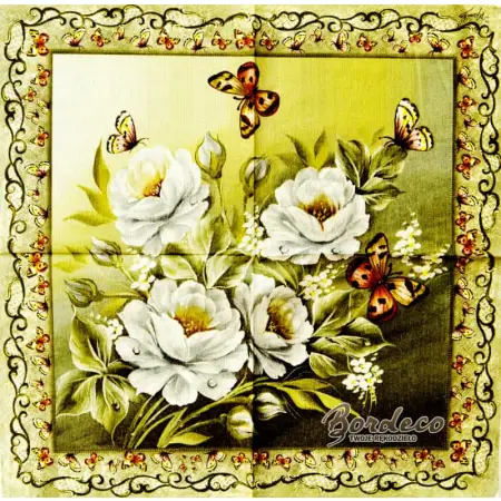 Serwetka do decoupage brazylijska kompozycja białych róż 33x33 R+F Unikat