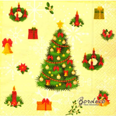 Serwetka do decoupage choinka i wieniec adwentowy 33x33 R&F Unikat