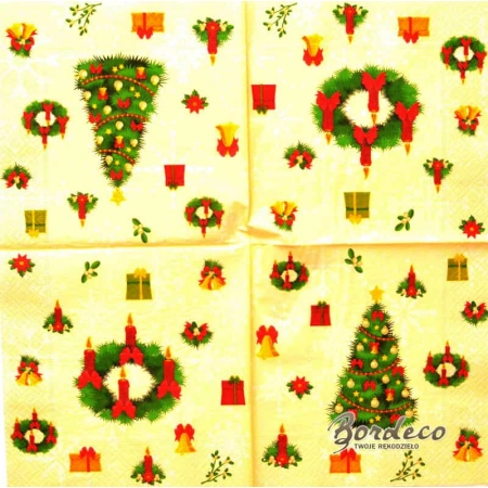 Serwetka do decoupage choinka i wieniec adwentowy 33x33 R&F Unikat