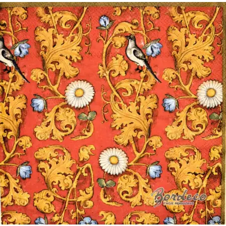Serwetka do decoupage czerwona wzorzysta tapeta 33x33 R&F Unikat