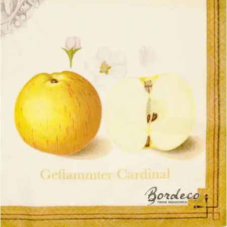 Serwetka do decoupage cztery jabłka i połówki jabłek 33x33 R&F Unikat