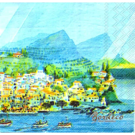 Serwetka do decoupage nadmorski pejzaż z górami 33x33 R&F Unikat