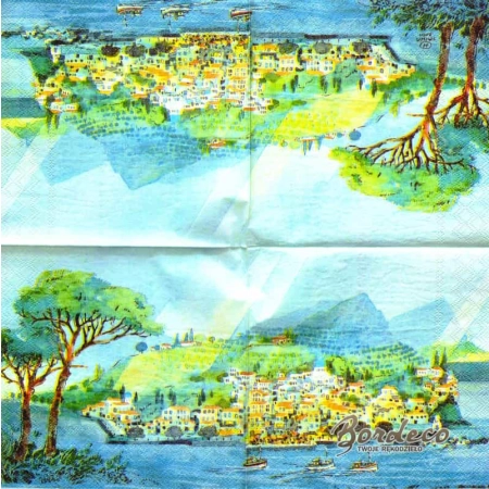 Serwetka do decoupage nadmorski pejzaż z górami 33x33 R&F Unikat