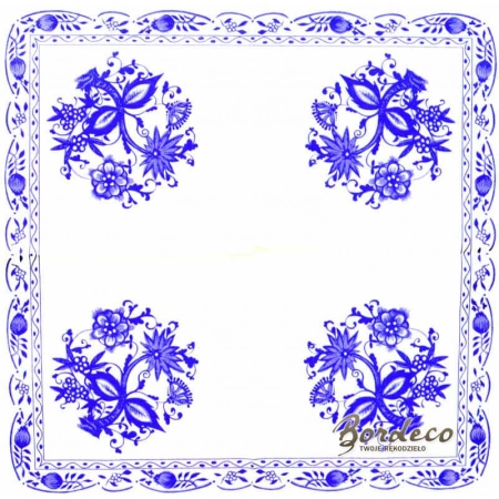 Serwetka do decoupage niebieskie ludowe wzory kwiatowe 33x33 R&F Unikat