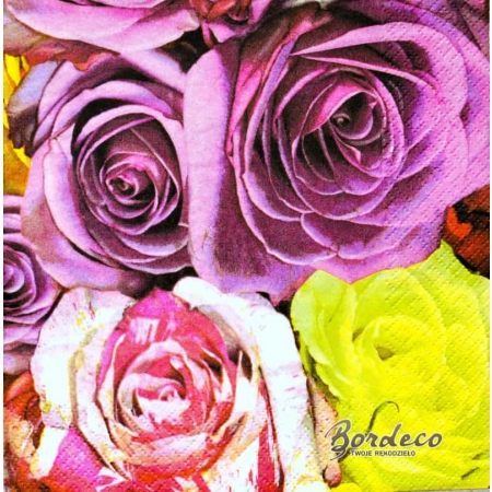 Serwetka do decoupage kolorowe pąki róż 33x33 R&F Unikat