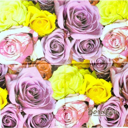 Serwetka do decoupage kolorowe pąki róż33x33 R&F Unikat
