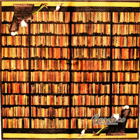 Serwetka do decoupage czytanie przy regale z książkami 33x33 R&F Unikat