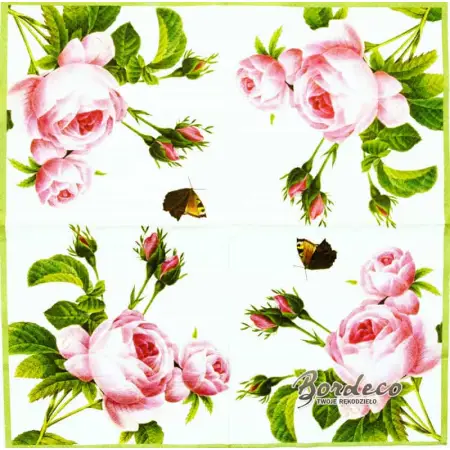 Serwetka do decoupage różowa róża 33x33 R&F Unika