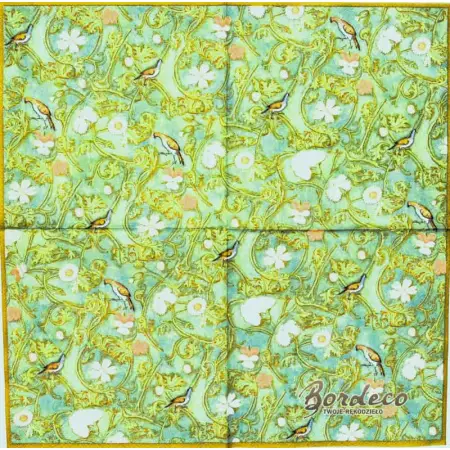 Serwetka do decoupage zielona wzorzysta tapeta 33x33 R&F Unikat