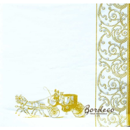 Serwetka do decoupage złota kareta z bordiurą 33x33 R&F Unikat