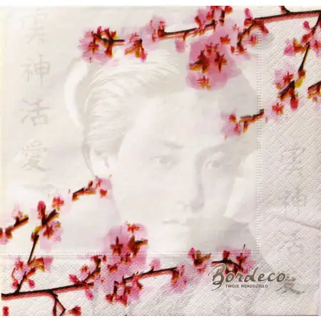 Serwetka do decoupage Japonka i gałązki kwiatów wiśni 33x33 R+F Unikat