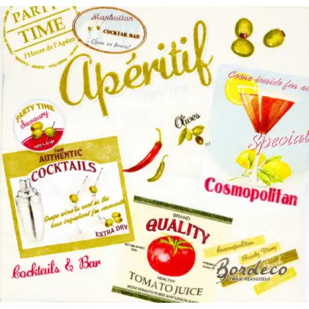Serwetka do decoupage Aperitif, koktaje, drinki 25x25 R2S Unikat