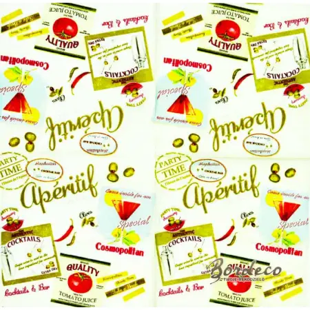 Serwetka do decoupage Aperitif, koktaje, drinki 25x25 R2S Unikat