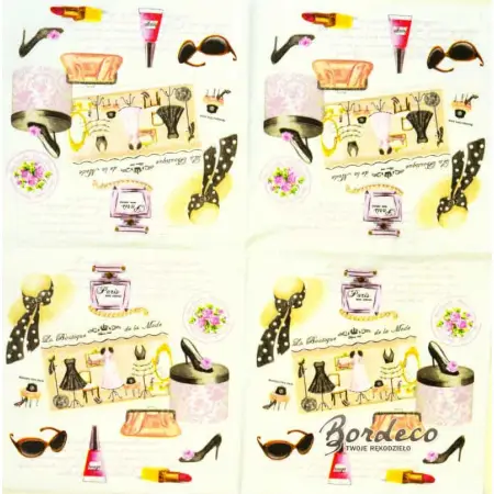 Serwetka do decoupage Boutique, modne dodatki, vintage 33x33 R2S Unikat