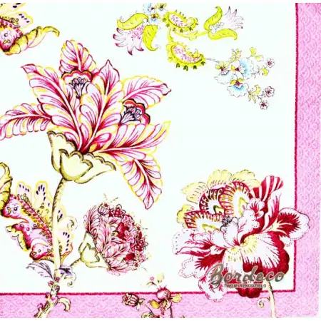 Serwetka do decoupage czerwone malowane kwiaty 33x33 R2S Unikat