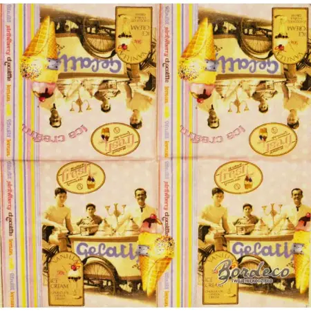 Serwetka do decoupage lody, lodziarnia, vintage 25x25 R2S Unikat