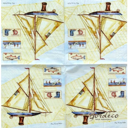 Serwetka do decoupage model żaglówki 33x33 R2S