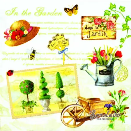 Serwetka do decoupage ogrodowy kolaż 33x33 R2S Unikat