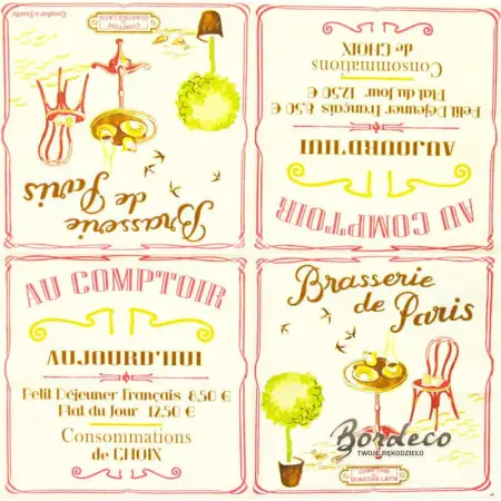 Serwetka do decoupage paryskie bistro 33x33 R2S Unikat