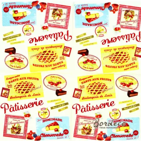 Serwetka do decoupage cukiernia, Patisserie 33x33 R2S Unikat
