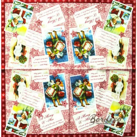 Serwetka do decoupage świąteczne pocztówki vintage 33x33 R2S Unikat